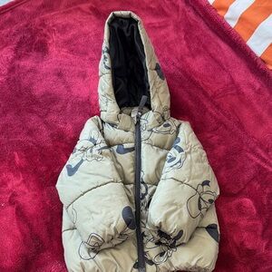 H&M Character Print Puffer Jacket - Cream and Black